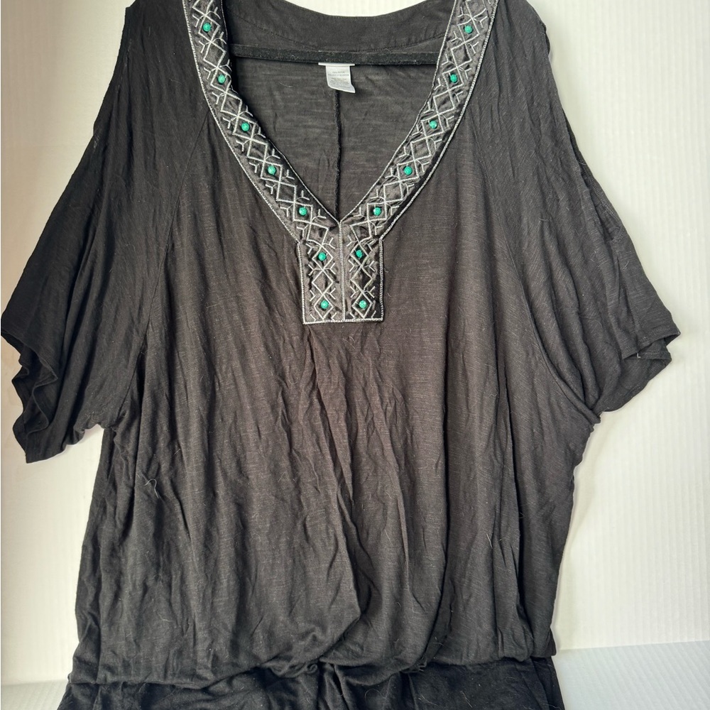 Black Embellished Swim Coverup